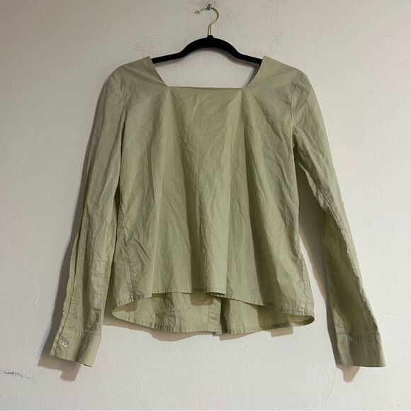 Anthropologie Harshman Puff Sleeve Babydoll Blouse Moss Green Size Small - Picture 8 of 10